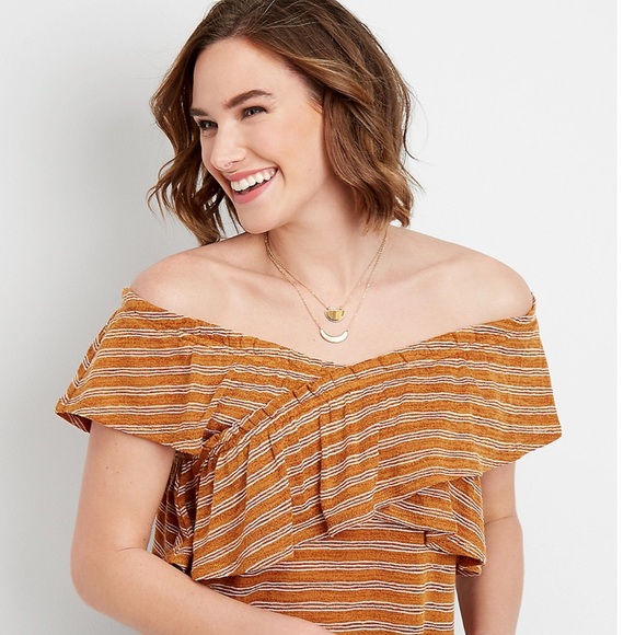 Maurices Tops - Maurice’s Ruffled Stripe Criss Cross Top Size XL